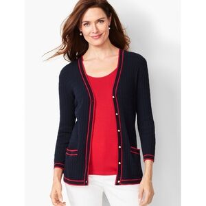 Talbots Textured Pearl Button Detail Cardigan Sweater - Size MP